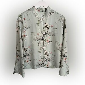 MNG SUIT Floral Blouse - | S |  soft mint green